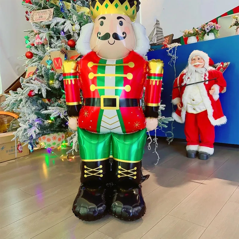 Christmas Large Standing Balloons 3D Inflatable Aluminum Foil Balloon Santa Claus Snowman Xmas Party Home Decors Supply Kid Gift-Serilas