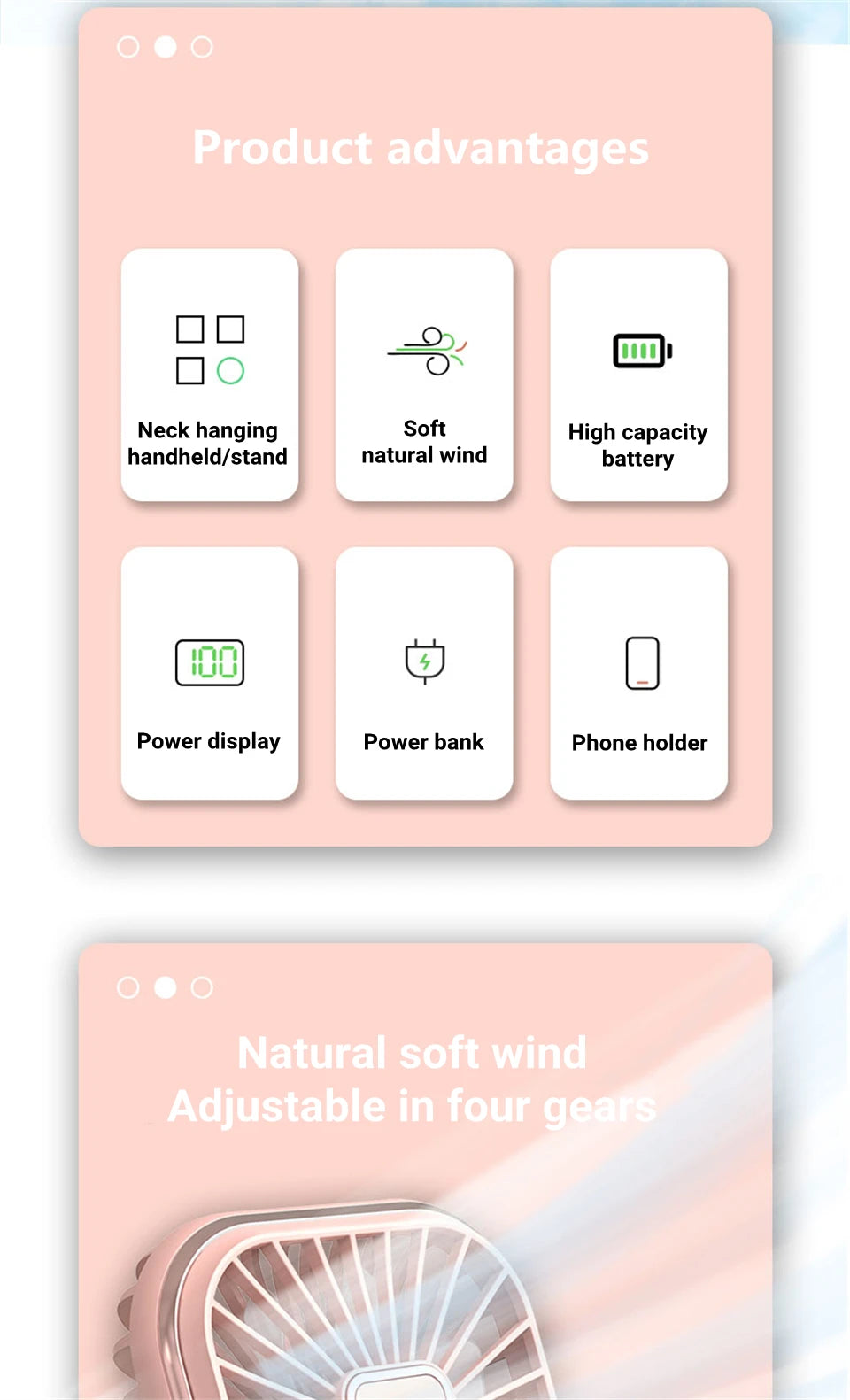 Foldable Hanging Neck Fan Cooling Desktop Refrigeration Handheld USB Mini Fan Camping Mute Ventilador Air Cooler for Sports-Serilas