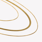 Tarnish Free Stainless Steel 18K Gold Plated Herryingbone Thin Snake Chain Layer Necklace Sexy Women's Gold Chain Necklace-Serilas