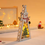 Christmas Decorations DIY Handmade House Luminous Wooden Ornaments Christmas Tree Snowman Atmosphere Pendant Send Light String-Serilas