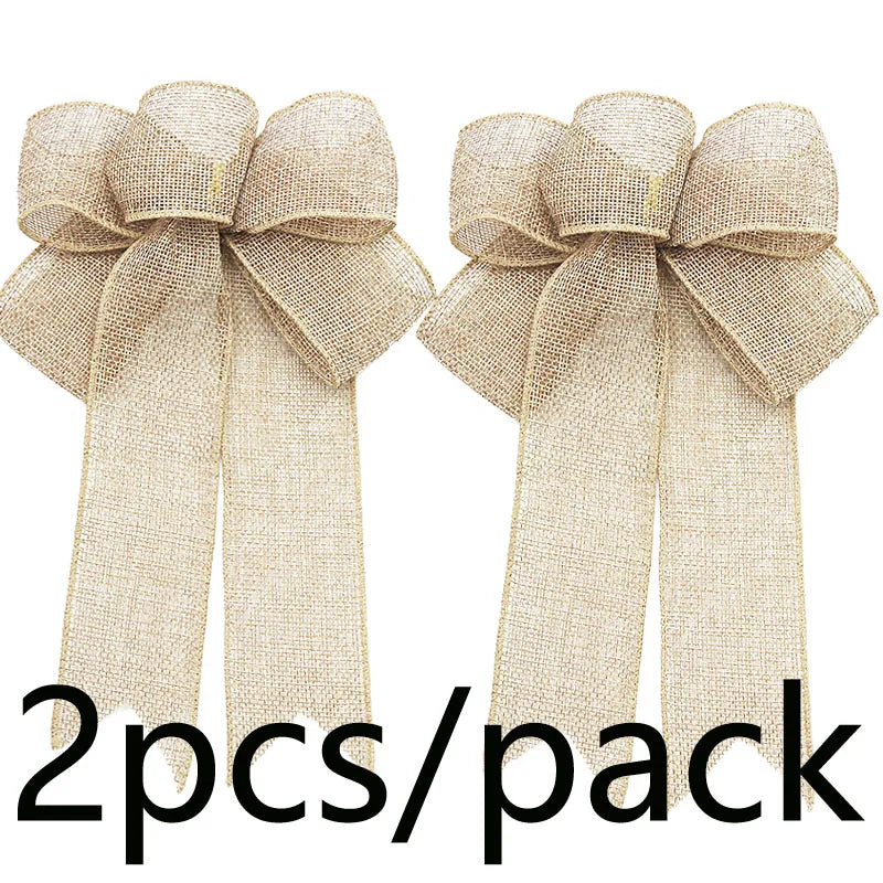 ?2pcs/pack?Christmas Tree Wreath Decoration Butterfly Knot Linen Butterfly Knot Christmas Tree Decoration DIY Handmade Materials-Serilas