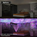 LED Projector - 2-in-1 Northern Lights & Ocean Wave Night Lamp with Remote, 14 Vibrant Effects, Powered via Supplied Cable, Idea-Serilas