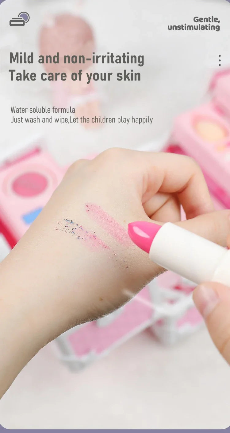 Kids Makeup Kit Little Girls 49 Pcs Washable Makeup Kit Real Girl Princess Make Up Kit with Cosmetic Case Play Set Birthday Gift-Serilas