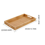 Wide Bamboo Organizer Tray Storage Bin with Handles for Cutlery Serving Spoons Cooking Utensils Teapot Teacup-Serilas