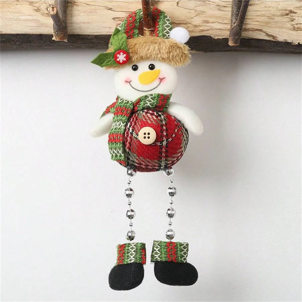 Christmas Tree Decorations, Plush Hanging Ornaments for Holiday Party, Santa Claus Snowman Reindeer Christmas Home Decoration-Serilas