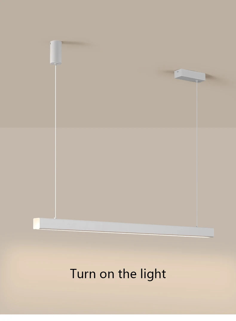 Modern LED linear chandelier for dining room office white bar pendant lights kitchen island lighting black minimalist lamp