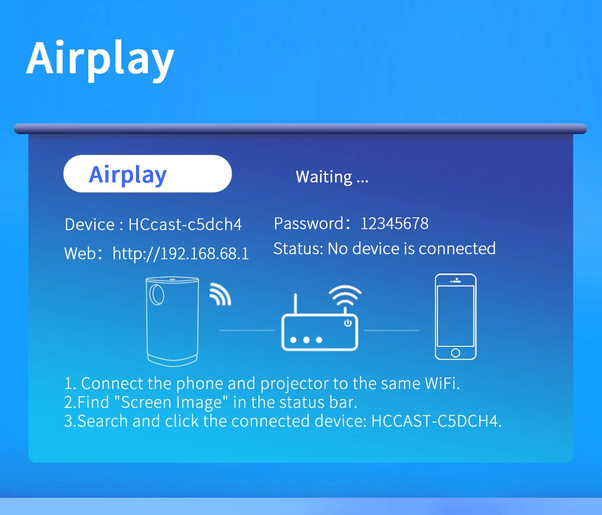 Smart Projector WIFI Mini Portable Home Theater Mobile Phone Same Screen Projector Support 4K LED Home Video Projector &Speaker-Serilas