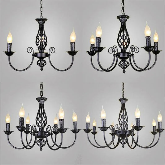 NoirForm™ Modern Black Wrought Iron Chandelier