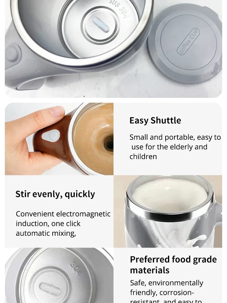 1PC Portable Smart Automatic Magnetic Stirring Cup Rechargeable Stainless Steel Lazy Rotating Mug Stirring Cup Drinking Tools-Serilas