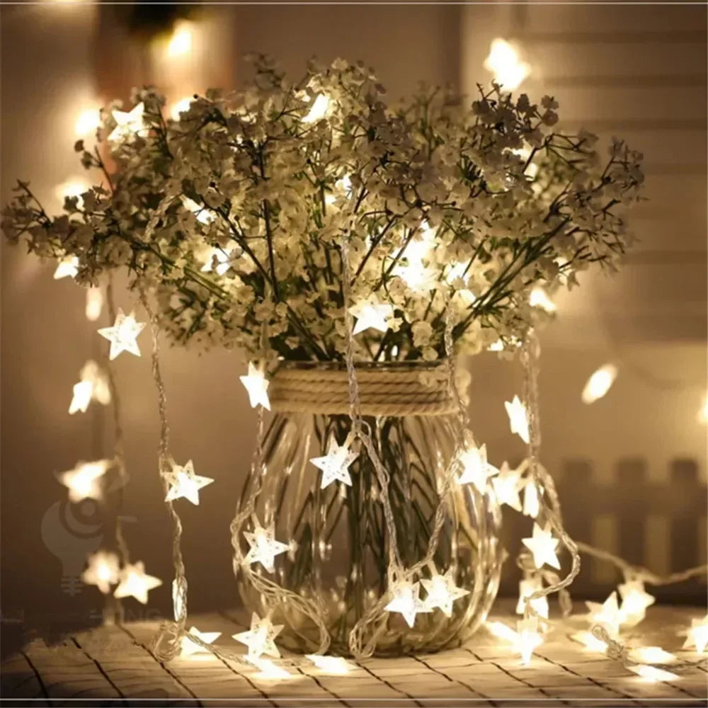 LED String Lights Outdoor Star Chain Lights Garland Lights Bulb Fairy Lights Party Home Wedding Garden  Decor-Serilas