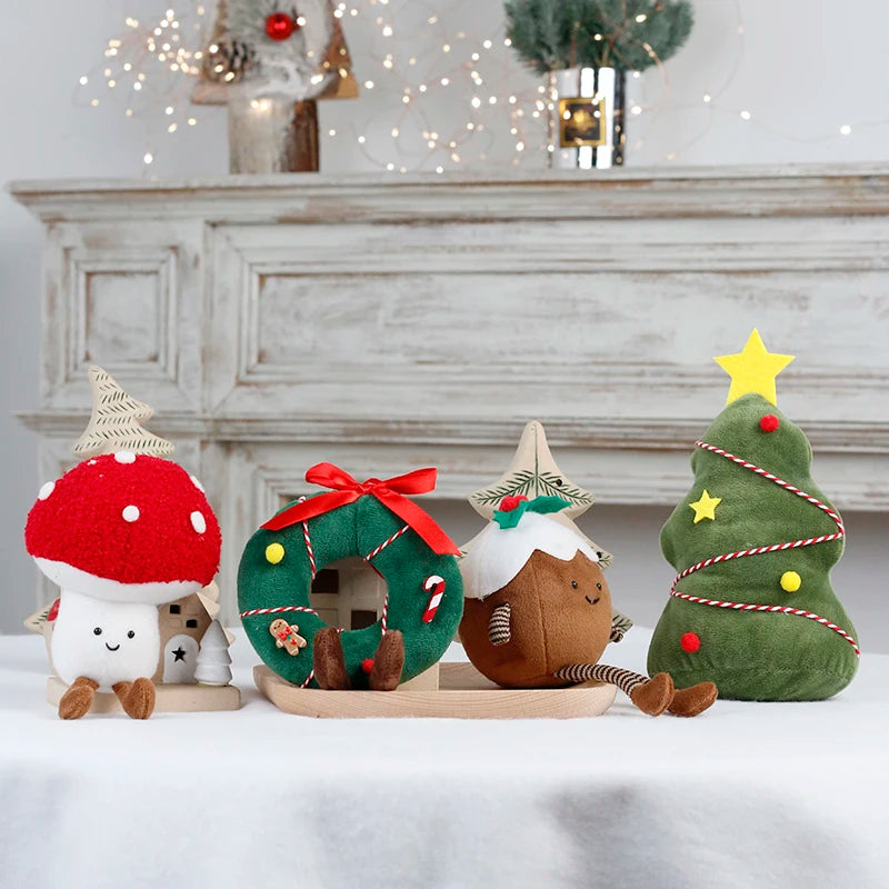 Christmas Decorations Christmas Tree Wreath Cake Wreath Shaped Plush Doll Ornament Holiday Decoration Home Decor for Christmas-Serilas