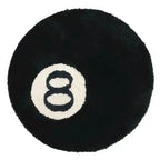 Plush Black 8 Ball Rug Creative Soft Anti-slip 8 Ball Carpet Round Skin Friendly 8 Ball Mat Hoom Decor-Serilas