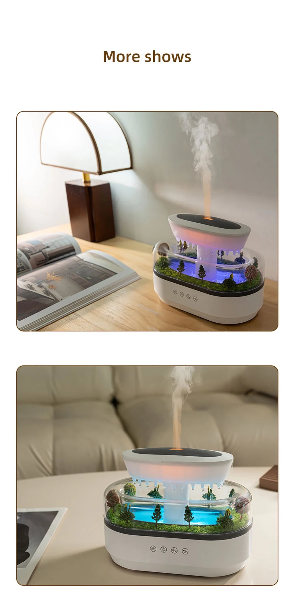Aroma Air Humidifier Fragrance Essential Oil Diffuser for Home Raindrop Model Aroma Diffuser Humidifier with LED Colorful Light-Serilas