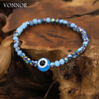 Multicolor Crystal Beaded Elastic Bracelets for Women Boho Jewelry Evil Eye Charm Bracelet Female Girl Gifts Wholesale-Serilas