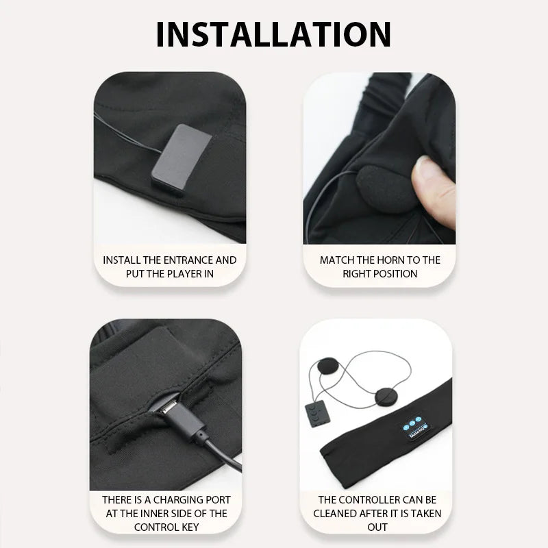 Fone Bluetooth Earphones Sports Sleeping Headband Elastic Wireless Headphones Music Eye Mask Wireless Bluetooth Headset Headband-Serilas