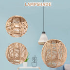 Simulated Rattan Light Fixture Vintage Hanging Lampshade Handmade Woven Lamp Shade for Living Room Bedroom Hotel Restaurant-Serilas