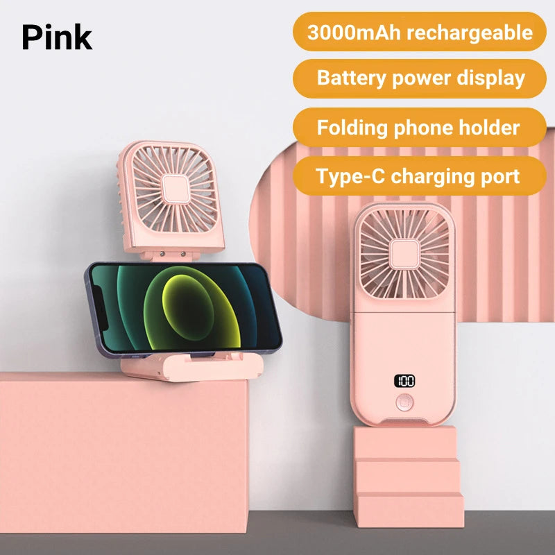 Foldable Hanging Neck Fan Cooling Desktop Refrigeration Handheld USB Mini Fan Camping Mute Ventilador Air Cooler for Sports-Serilas