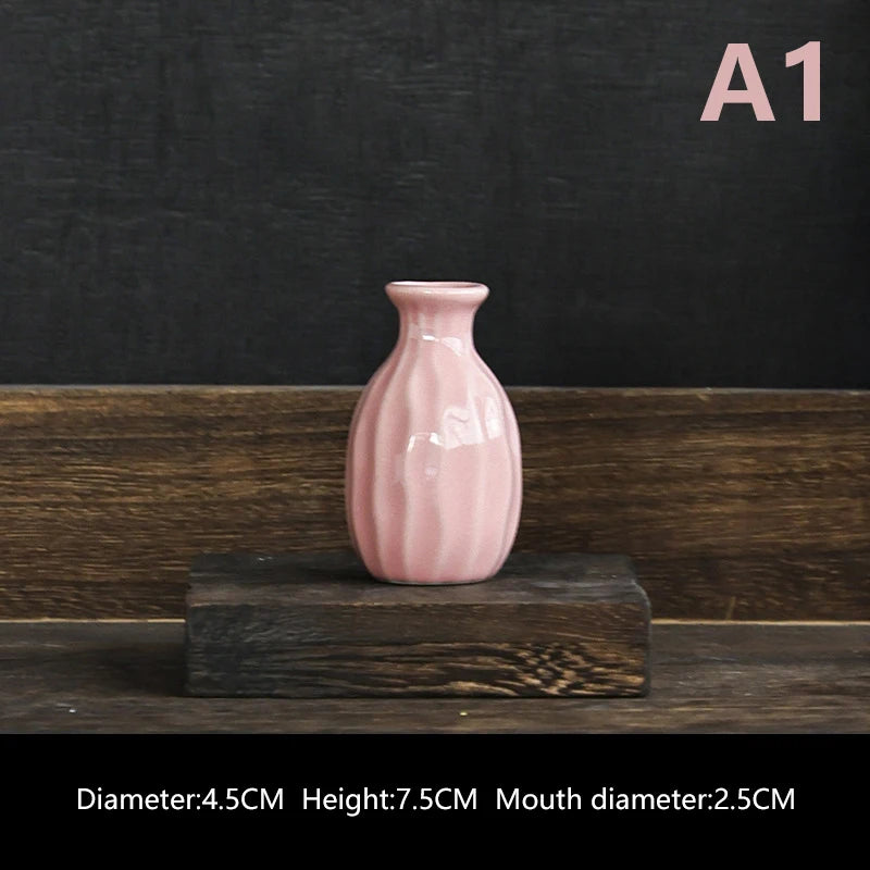 Ins Ceramics Flower Vase Nordic Hydroponics Vases Creative Room Decor Mini Flower Plant Bottle Pots Table Ornament Colorful Vase-Serilas