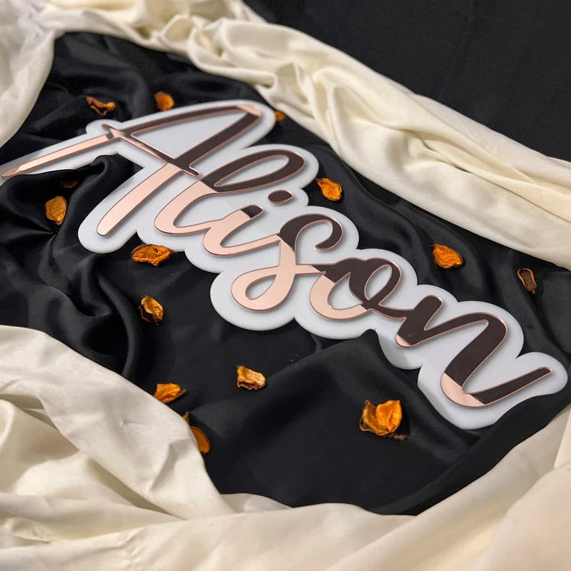 Personalized Custom Baby Name Sign Decor Acrylic Mirror Gold Wood Wall Signs Baby Shower Nursery Decor Wedding Party Plaque Gift-Serilas