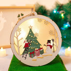 Christmas Decorations DIY Handmade House Luminous Wooden Ornaments Christmas Tree Snowman Atmosphere Pendant Send Light String-Serilas