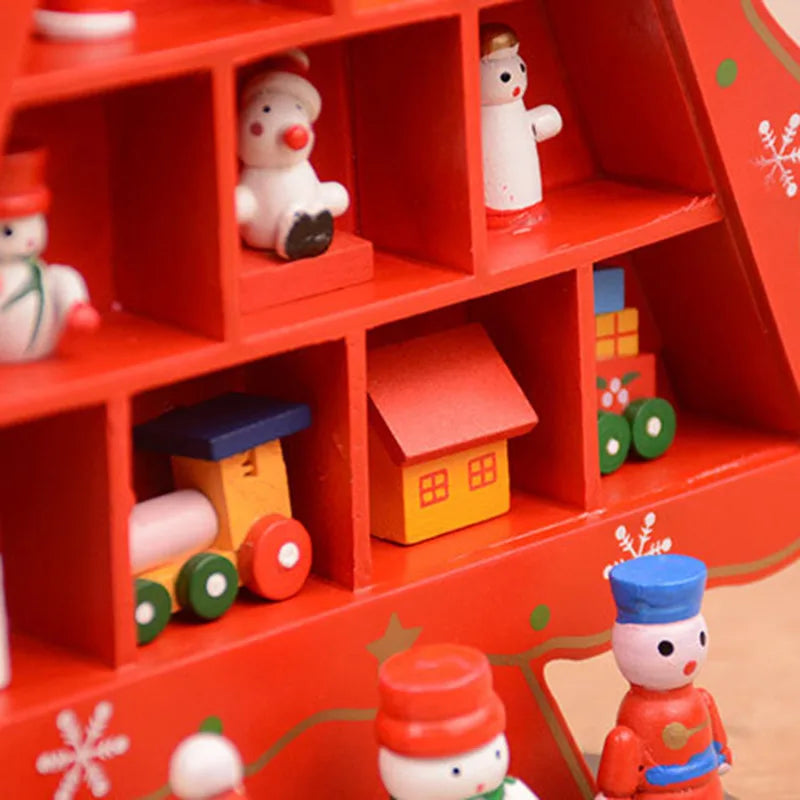 Christmas Decorations Wooden Christmas Tree Creative Scene Layout Ornaments Three-dimensional Red Xmas Table Desktop Decoration-Serilas