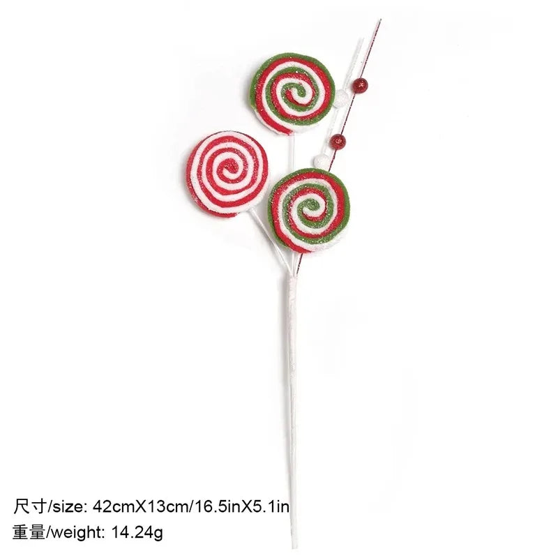 Christmas Decorations Candy Snow Berries Artificial Bouquet Xmas Tree Pendant Ornament Home Decor New Year 2025 Gift Accessories-Serilas