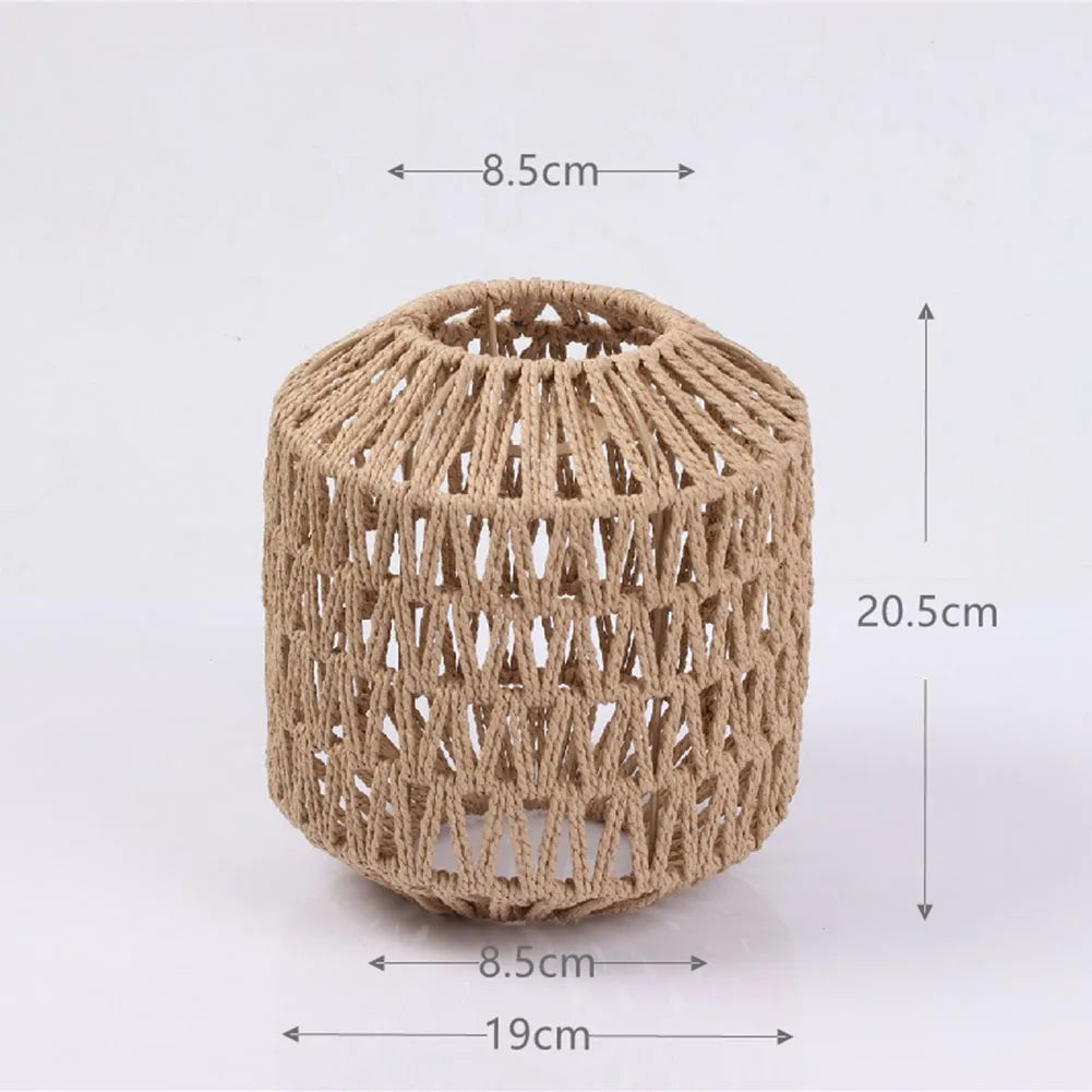 Simulated Rattan Light Fixture Vintage Hanging Lampshade Handmade Woven Lamp Shade for Living Room Bedroom Hotel Restaurant-Serilas