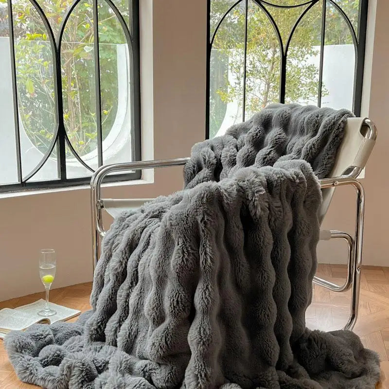 Luxury Faux Fur Rabbit Fur Thickened Blanket, Winter Soft Blanket Throw for Home Bed Sofa Cover 100X150cm 150X200cm 200X230cm-Serilas