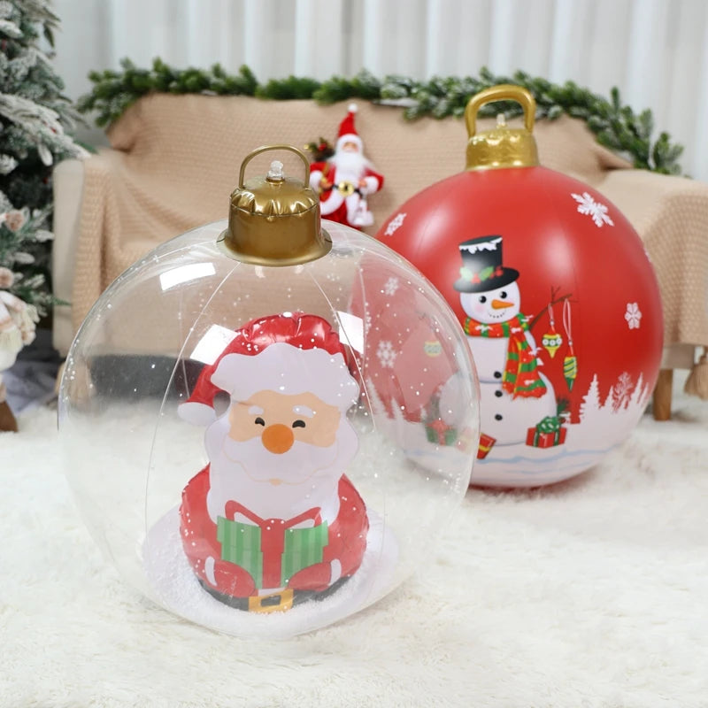 Christmas Giant Inflatable Christmas Ball Outdoor Inflatable Decor Snowman Santa Claus PVC Inflatable Decorated Transparent Ball-Serilas