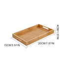 Wide Bamboo Organizer Tray Storage Bin with Handles for Cutlery Serving Spoons Cooking Utensils Teapot Teacup-Serilas
