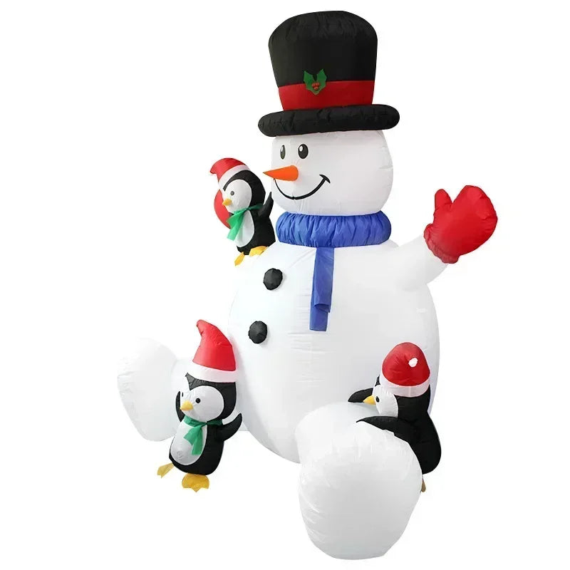 Christmas Inflatable Snowman Penguin Model Outdoor Party with Colorful Lights Interesting Decorations-Serilas