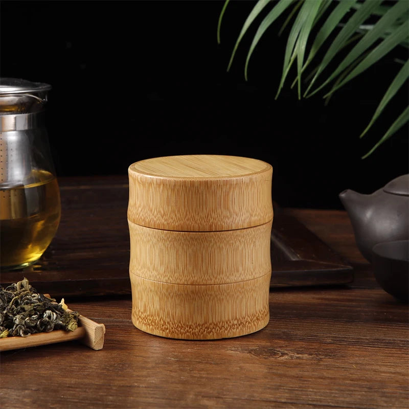 Natural Bamboo Food Storage Box Tea Nut Spice Storage Box Tea Canister Eco-friendly Organizer Jar Kitchen Containers-Serilas