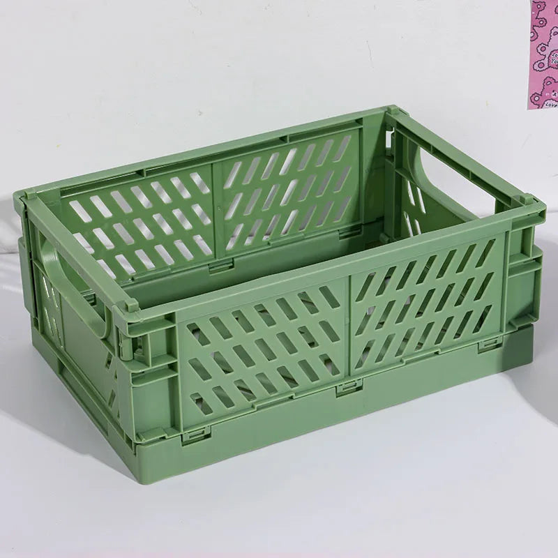 5 Color Organizing Storage Baskets Case Folding Student Desktop Basket Tape Stationery Plastic Foldable Container Storage Box-Serilas