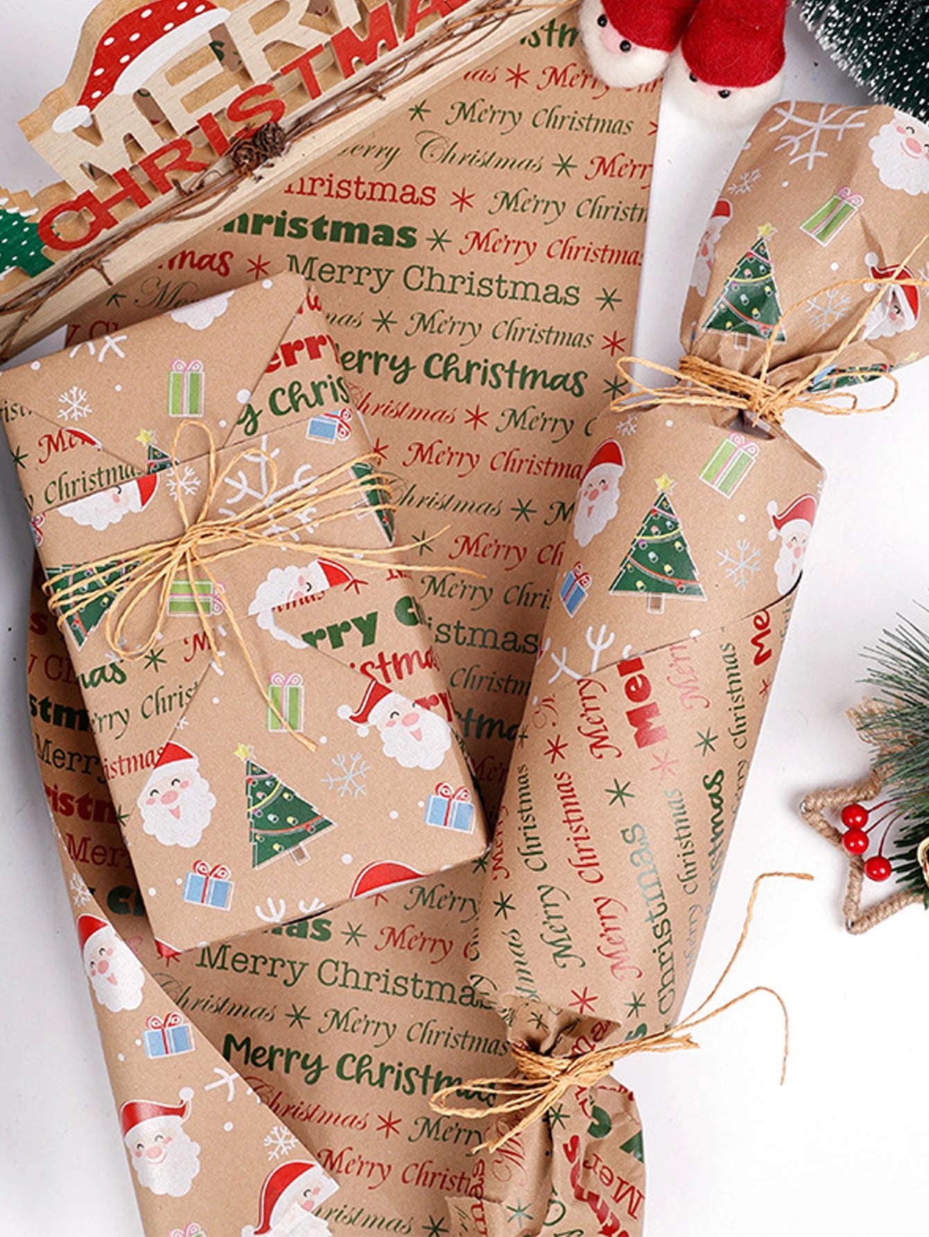Christmas Gift Wrapping Paper Gift Wrapping Paper Christmas Trees Packaging Gift Paper Suitable for Birthdays and Festivals-Serilas