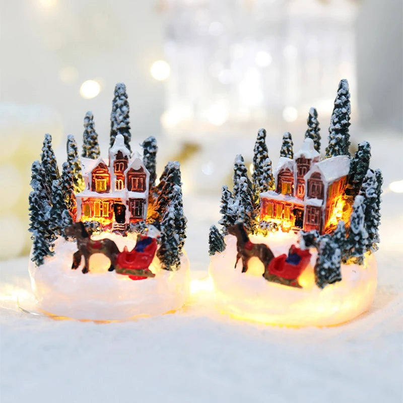 Christmas Decorations  LED Night Lights Luminous Micro Landscape House Children's Creative Gift Christmas New Year Ornaments-Serilas
