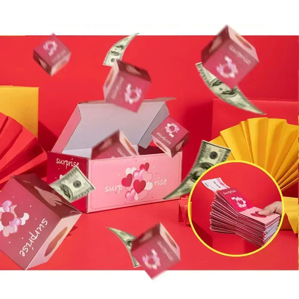 Christmas Gift Box Diy Folding Paper Boxs Money Pop Up Birthday Wedding Surprise Bounce Boxs Explosion Red Envelope Gift Box Set-Serilas