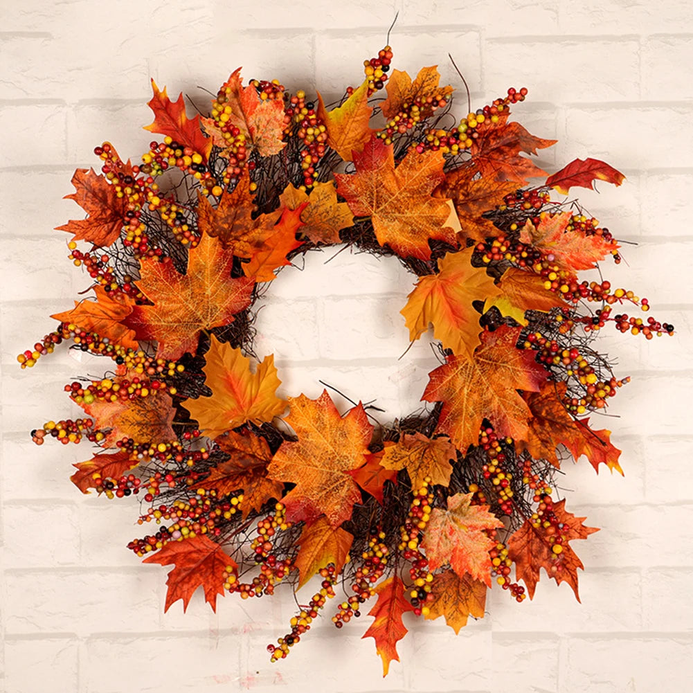 Door Decoration Autumn Decoration Christmas Celebration Weather Resistant Wreath For Seasons Festive Atmosphere-Serilas