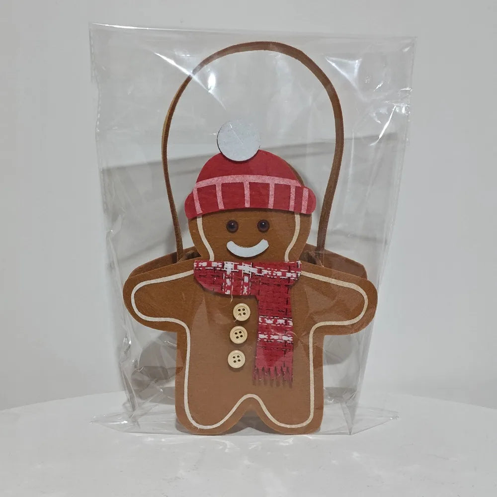 Christmas Gifts Bags Cute Gingerbread Man Storage Bags Chocolate Cookies Candy Handbags for Christmas Birthday Party Decorations-Serilas