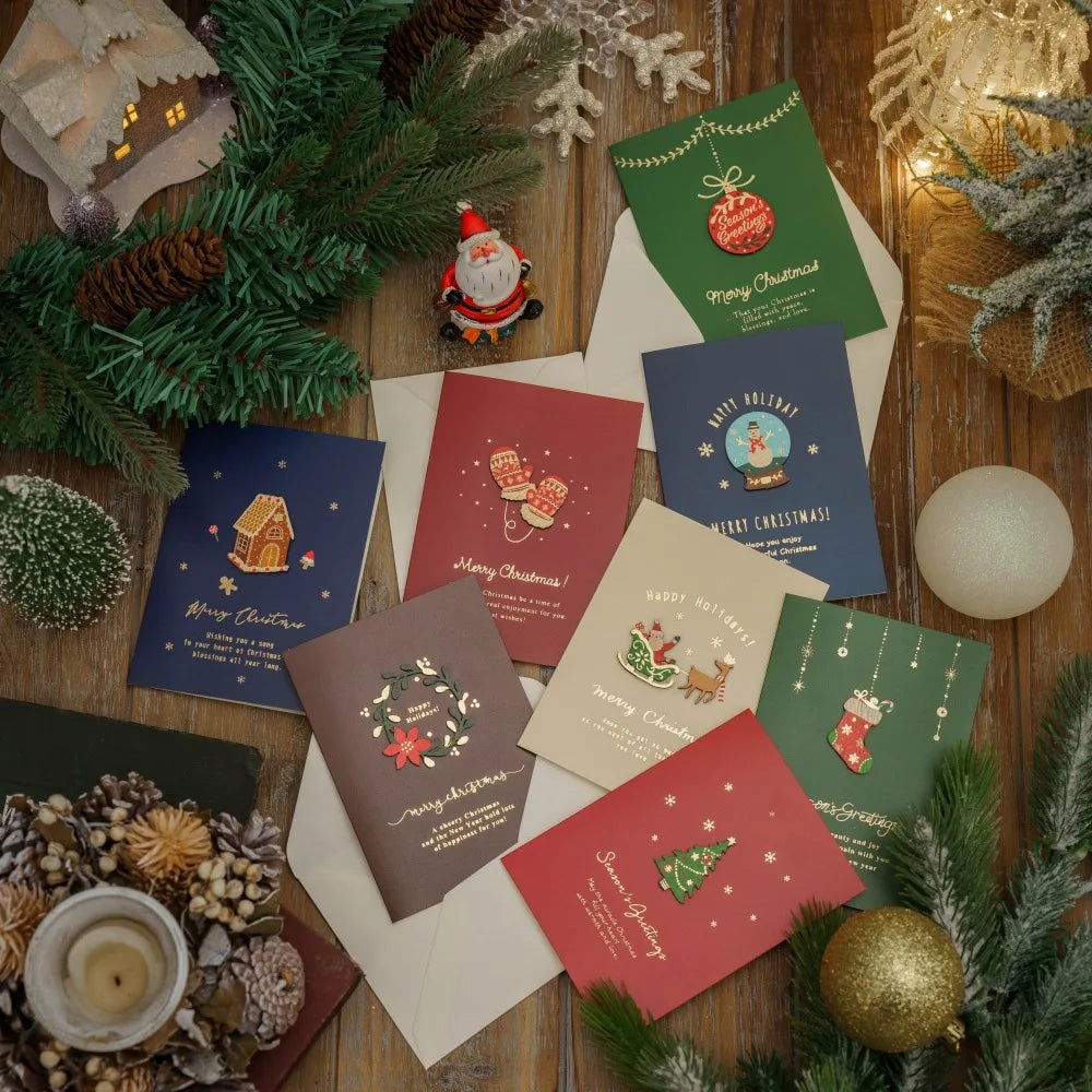 Merry Christmas Cards Set with Envelope New Year Wishes Christmas Gifts Decorative Greeting Xmas Postcards for Xmas 2025-Serilas