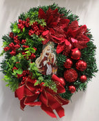 Christmas Wreath for Front Door Red Gold Window Wall Door Decorations 2024 Christmas Garland Ornament Guirnalda Navidad-Serilas