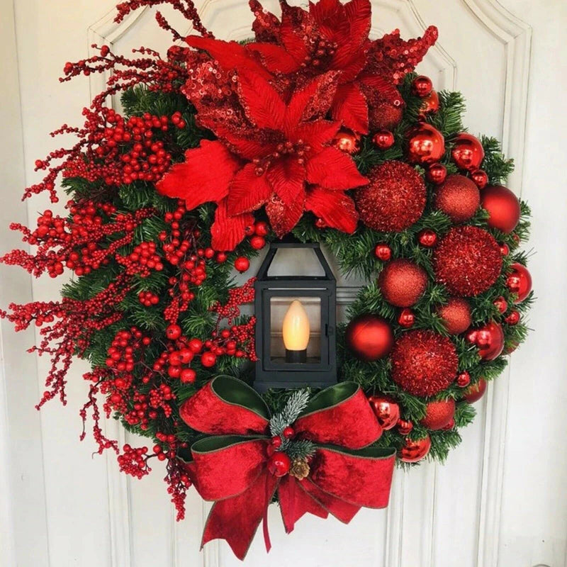 Christmas Wreath for Front Door Red Gold Window Wall Door Decorations 2024 Christmas Garland Ornament Guirnalda Navidad-Serilas