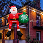 1.2/1.8m Inflatable Santa Claus Holding Christmas Tree Gift Bags Outdoor Decoration with LED Lights Blowing up Toys Garden Decor-Serilas