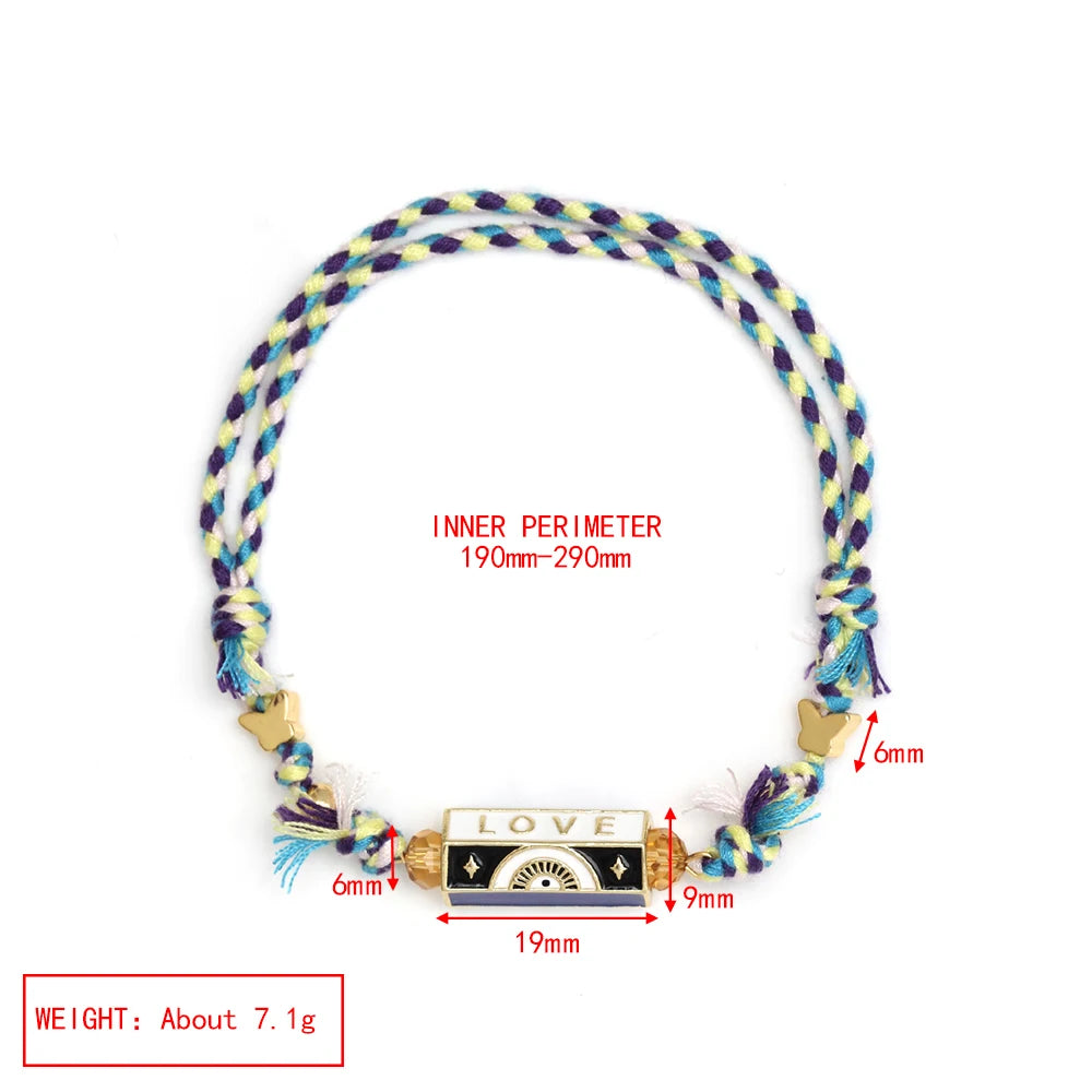 Lucky Eye Copper Enamel Turkish Evil Eye Charm Bracelet DIY Adjustable Rope Chain Bracelet for Women Men Girls Fashion Jewelry-Serilas