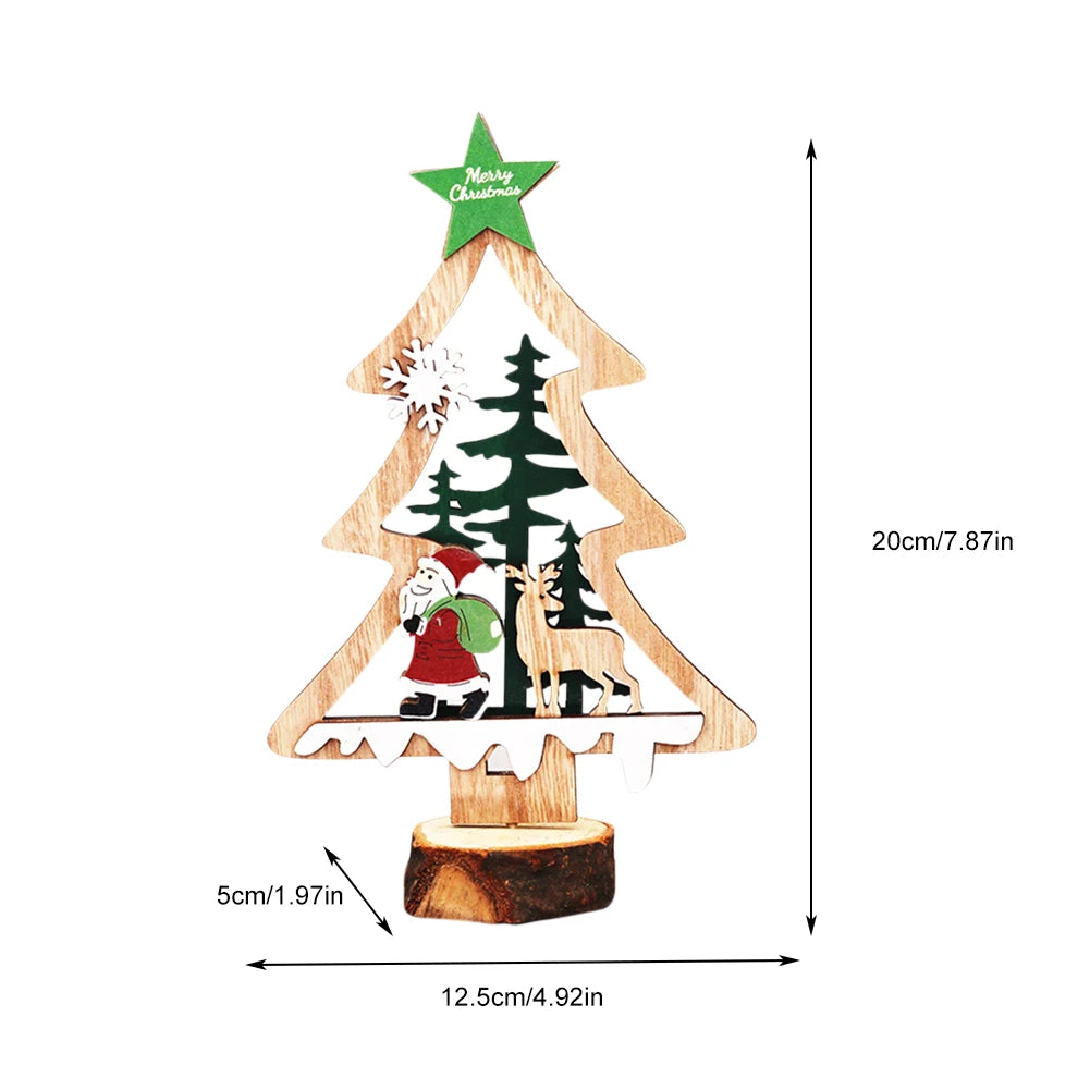 Christmas Decoration DIY Wooden Crafts Creative Ornaments Santa Claus Snowman Reindeer Christmas Desktop Decoration Gifts-Serilas