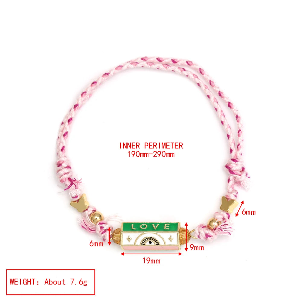 Lucky Eye Copper Enamel Turkish Evil Eye Charm Bracelet DIY Adjustable Rope Chain Bracelet for Women Men Girls Fashion Jewelry-Serilas