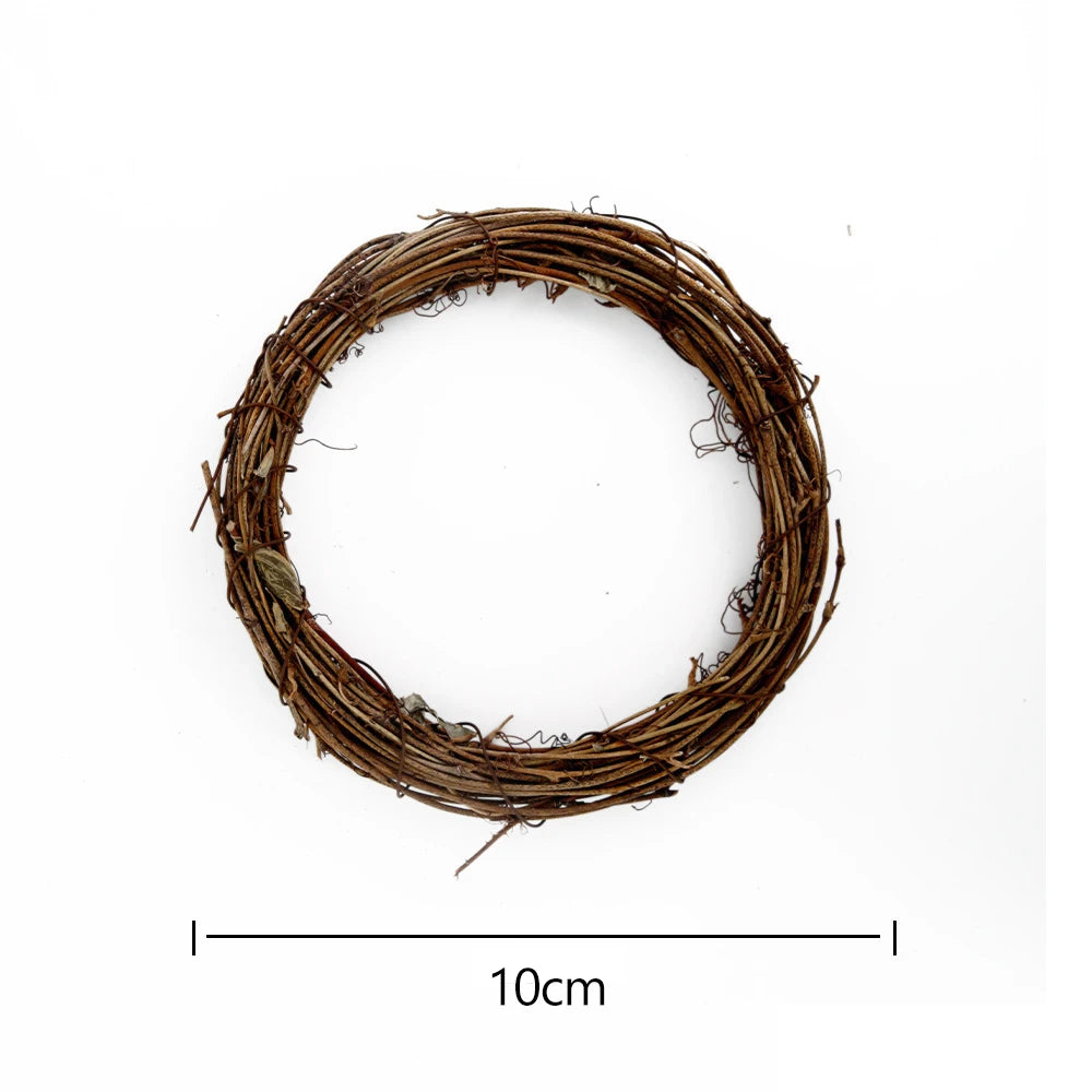 Natural Wreath 8/10/12cm Diameter Christmas Rattan Wreath Rings Braided Wreath DIY Hand-Woven Grapevine Vines Wreaths Crafts-Serilas