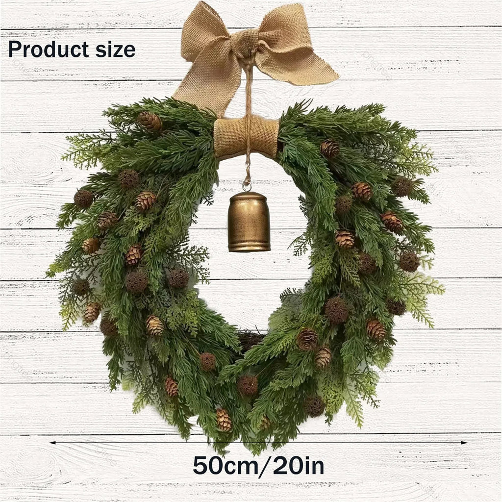 Christmas Beautiful Wreath Decoration Rustic Hanging Artificial Garland For Front Door Festival Family Atmosphere Celebrate Prop-Serilas