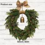 Christmas Beautiful Wreath Decoration Rustic Hanging Artificial Garland For Front Door Festival Family Atmosphere Celebrate Prop-Serilas