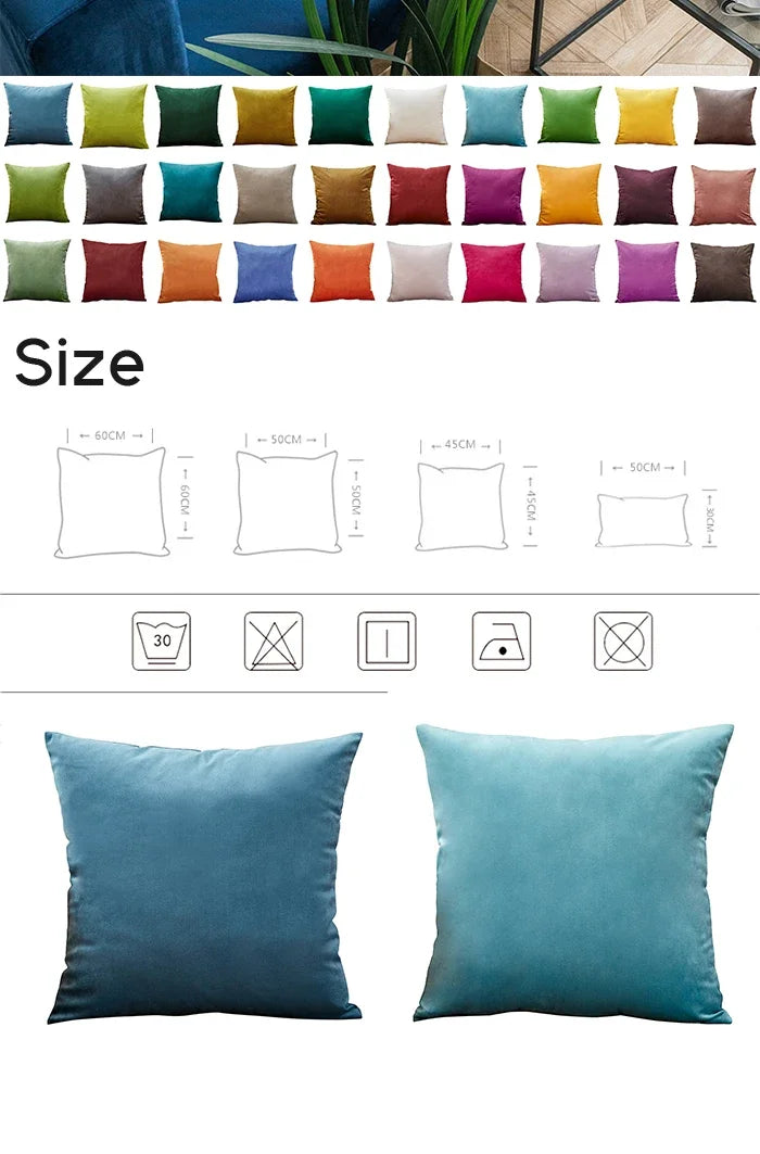 Velvet Cushion Cover Blue Home Decor Items Creative Decorative Pillows for Sofa Bed Living Room Personalized Gifts 40*40cm-Serilas