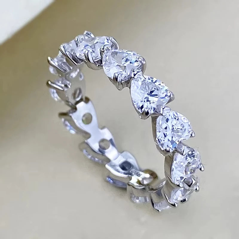 925 Silver Black Sparkling Eternity Ring Pink Heart Design – Women’s CZ Wedding Jewelry JZ017-Serilas